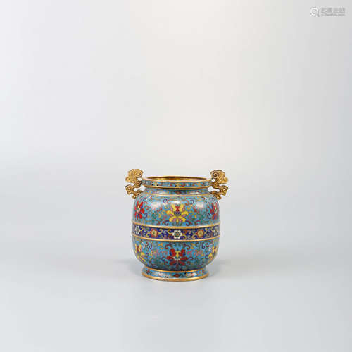 A GILT-BRONZE CLOISONNE ENAMEL CENSER