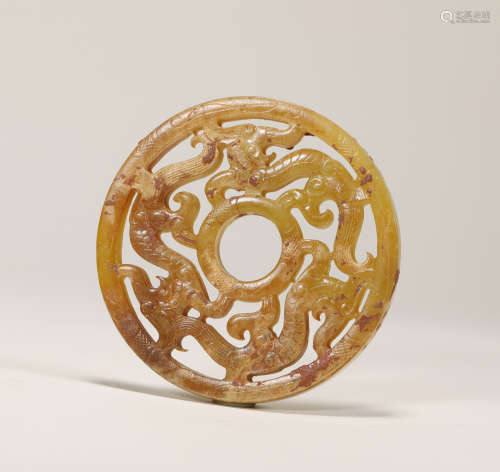 Han Dynasty - Dragon Pattern Jade Bi