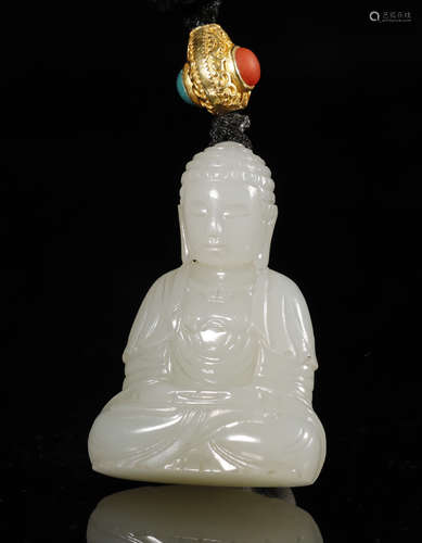 Qing Dynasty - Hetian Jade Buddha Statue