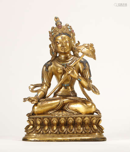 Qing Dynasty - Gilt Buddha Statue