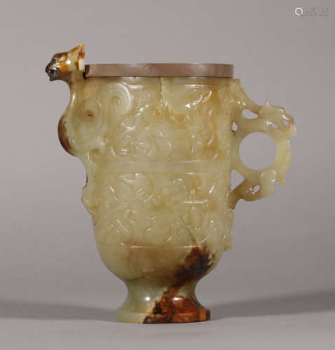 Han Dynasty -  Silver Wrap Jade Cup