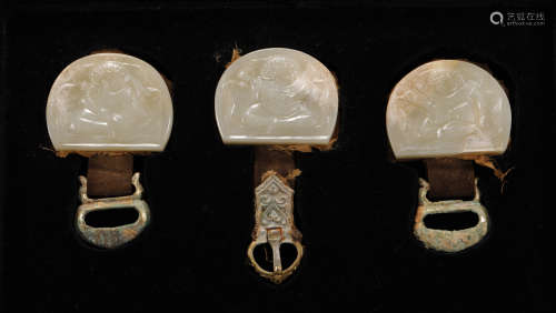 Liao Dynasty - Set of Patterned Hetian Jade Pendant