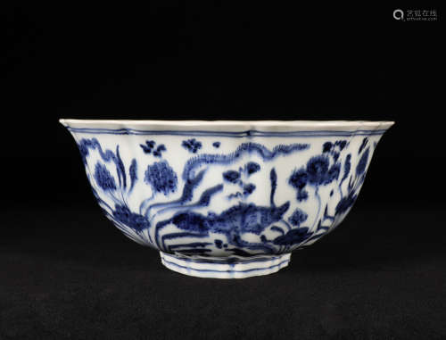 Blue and White Lotus Pond Bowl Xuande Style