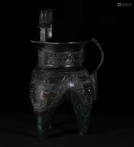 Bronze Wine Vessel Jia Shang Style