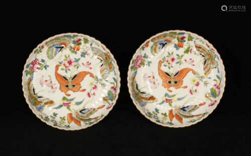 Pair Famille Rose Plates Guangxu Style