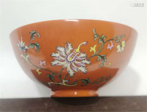 Famille Rose Floral Bowl Qianlong Style