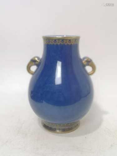 Blue Glazed and Gilt Zun Vase Qianlong Style