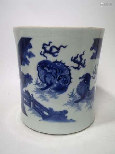 Blue and White Brushpot Chongzhen Style