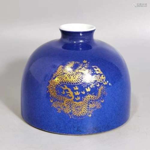 Blue Glazed and Gilt Beehive Water-pot Kangxi Style
