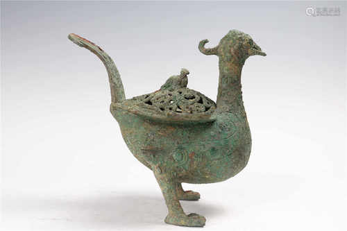 Bronze duck vase