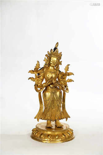 A gilded bronze white tara