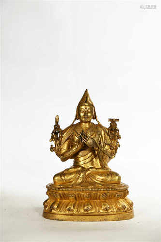 A gilded bronze Tsongkhapa