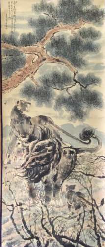 A Chinese lion painting
