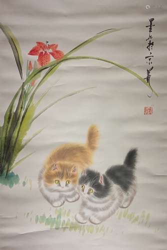 A Chinese cat painting