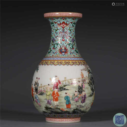 A famille rose children vase