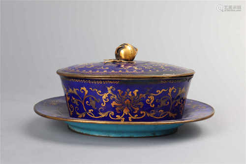 A group of cloisonné tea services