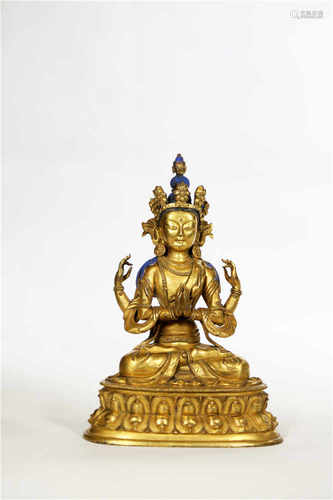 A gilded bronze buddha statue