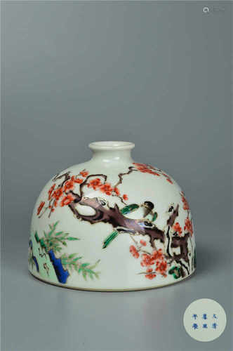 A famille rose birds and flower taibai pot