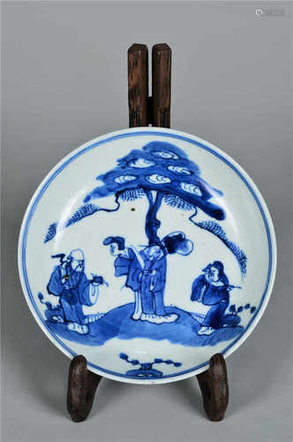 A blue and white figure porcelain plate