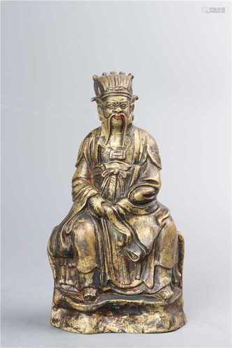 A gilded bronze god of wealth statue