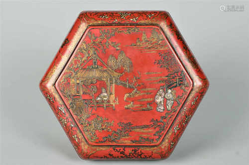 A gilded lacquer hexagonal box