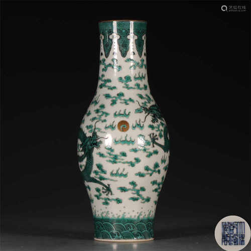 A doucai two dragons chased pearl vase