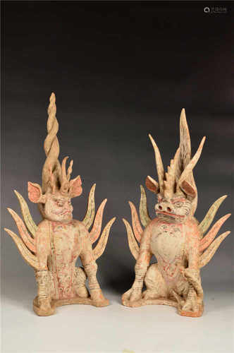 A pair of tomb figures