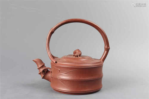 A Yixing teapot with bamboo shape