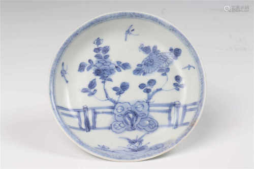 A blue and white dish