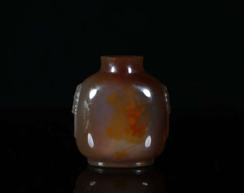 Carved Agate Snuff Bottle Qing Style