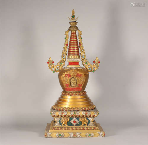 Bronze Gilt Stupa Ming Style