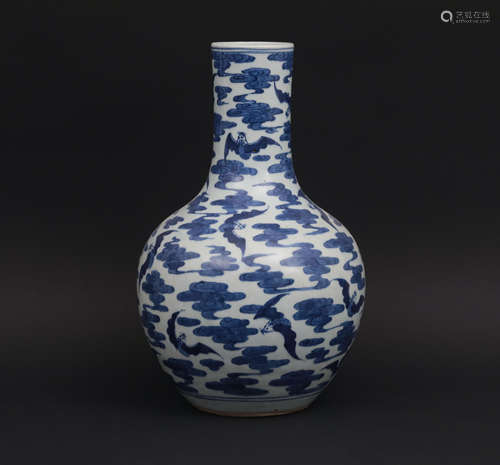 Blue and White Globular Vase Qing Style