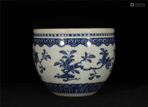 Blue and White Jardiniere Qianlong Style