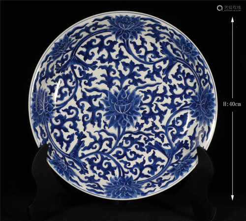 Blue and White Plate Kangxi Style