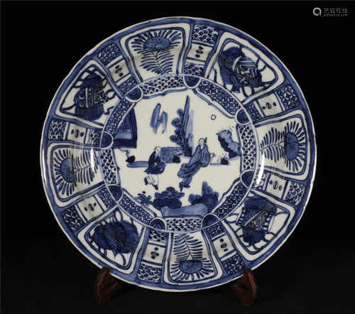 Blue and White Plate Wanli Style