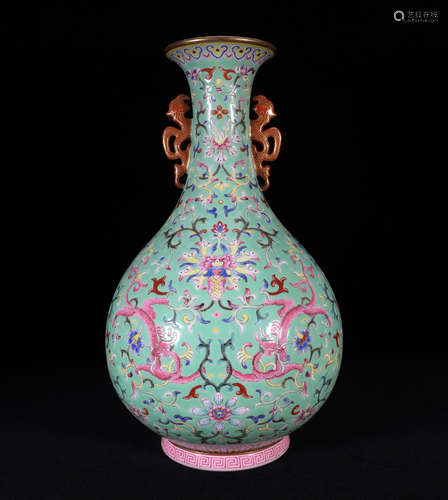 Famille Rose Vase Qianlong Style