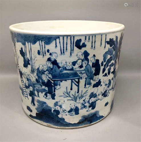 Blue and White Brush-pot Chongzhen Style