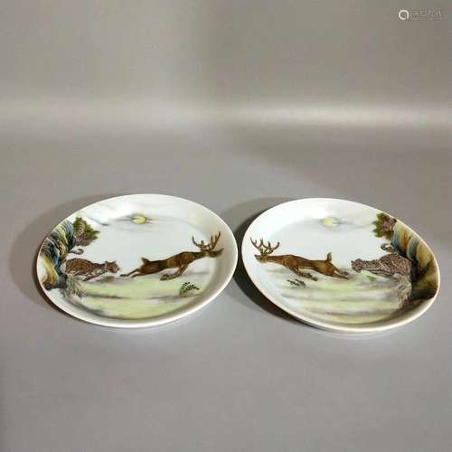 Pair Famille Rose Plates Yongzheng Style