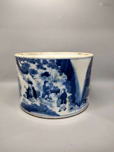 Blue and White Brushpot Chongzhen Style