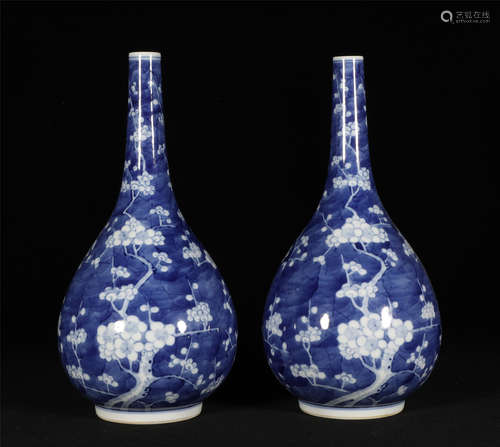 Pair Blue and White Vases Guangxu Style