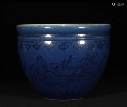 Blue Glazed Jardiniere Qianlong Style