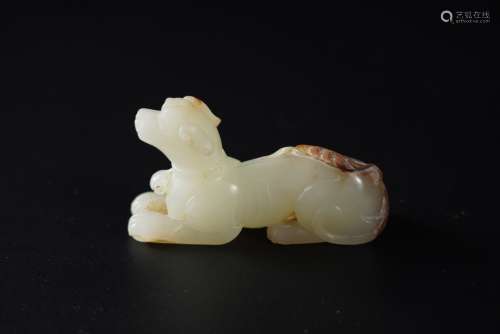white jade Ornament in Dog form from Qing