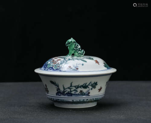 Colored Floral Grain Bowl Container from Qing