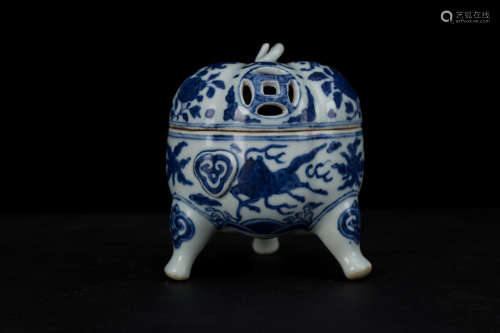 JiaQing Style Blue and White Kiln Squared Censer from Ming