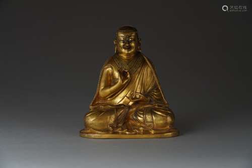 Copper and Golden Buddha Statue from Qing