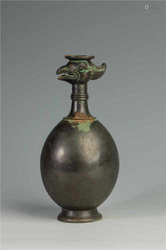 Copper Holding Vase in Phoenix Mouse from Yuan