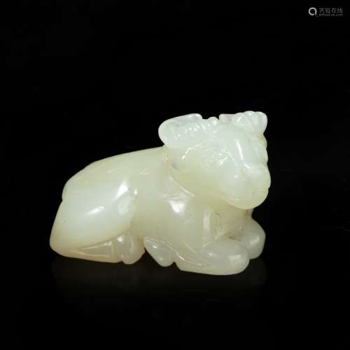 White Jade Ornament in ox form from Qing