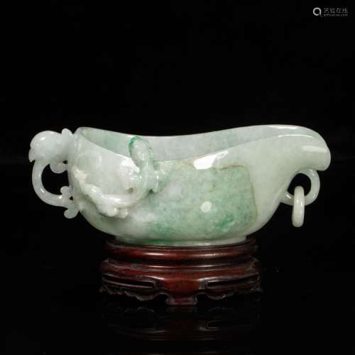 Green Jade Dragon Cup from Qing