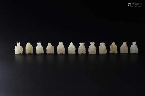 HeTian Jade Twelve ShengXiao from Yuan