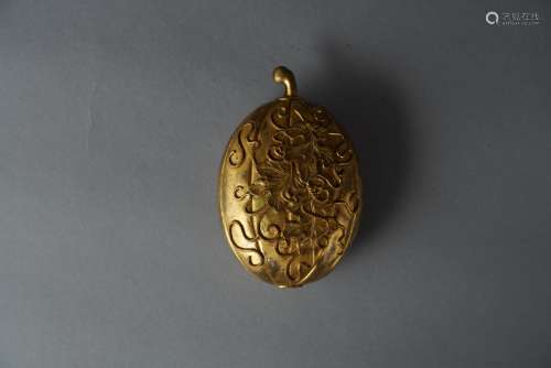 Copper and Golden Seal Container from Qing